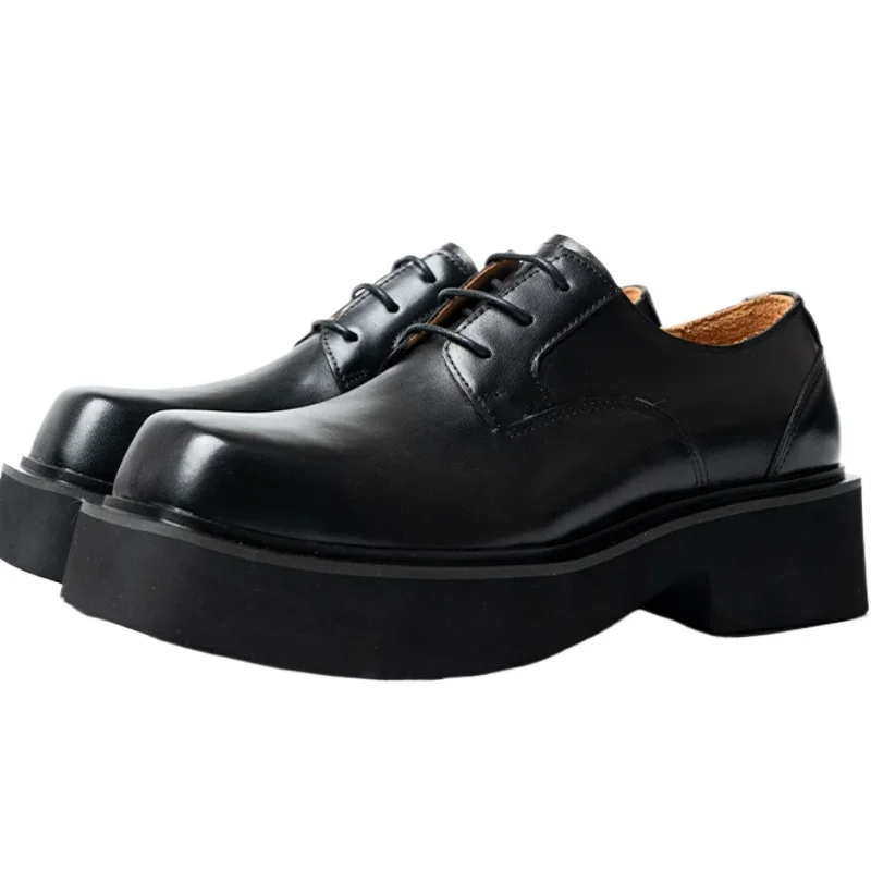 

Derby Shoes for Men's Genuine Leather Thick Soled Commuting Leather Shoes High-end British Style Cowhide Height Increasing Shoes