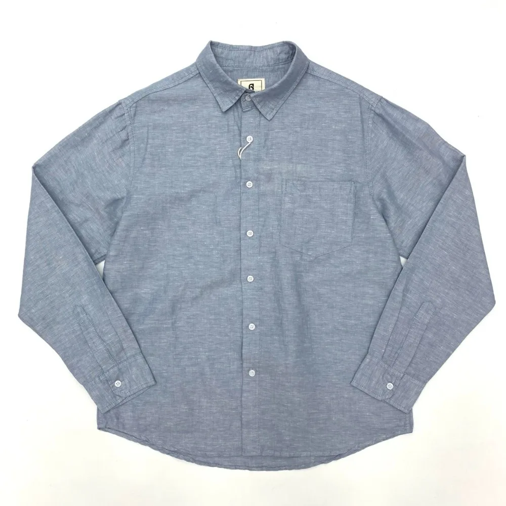 

Spring and summer cotton and linen shirts for men, thin Japanese style retro simple long-sleeved loose large size casual shirts