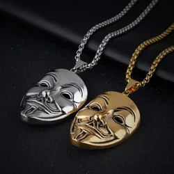 Moive Jewelry V for Vendetta Anonymous Mask Hip Hop Pendant Hacker Mask Alloy Necklace Fashion Gaes Chaveiro 2 Colors