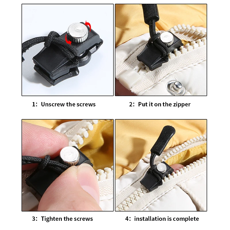 Durable Fix Zipper Sliding Teeth Rescue Screw Zipper Head 6 Piece Set Universal Instant Zipper Repair Replacement Kit