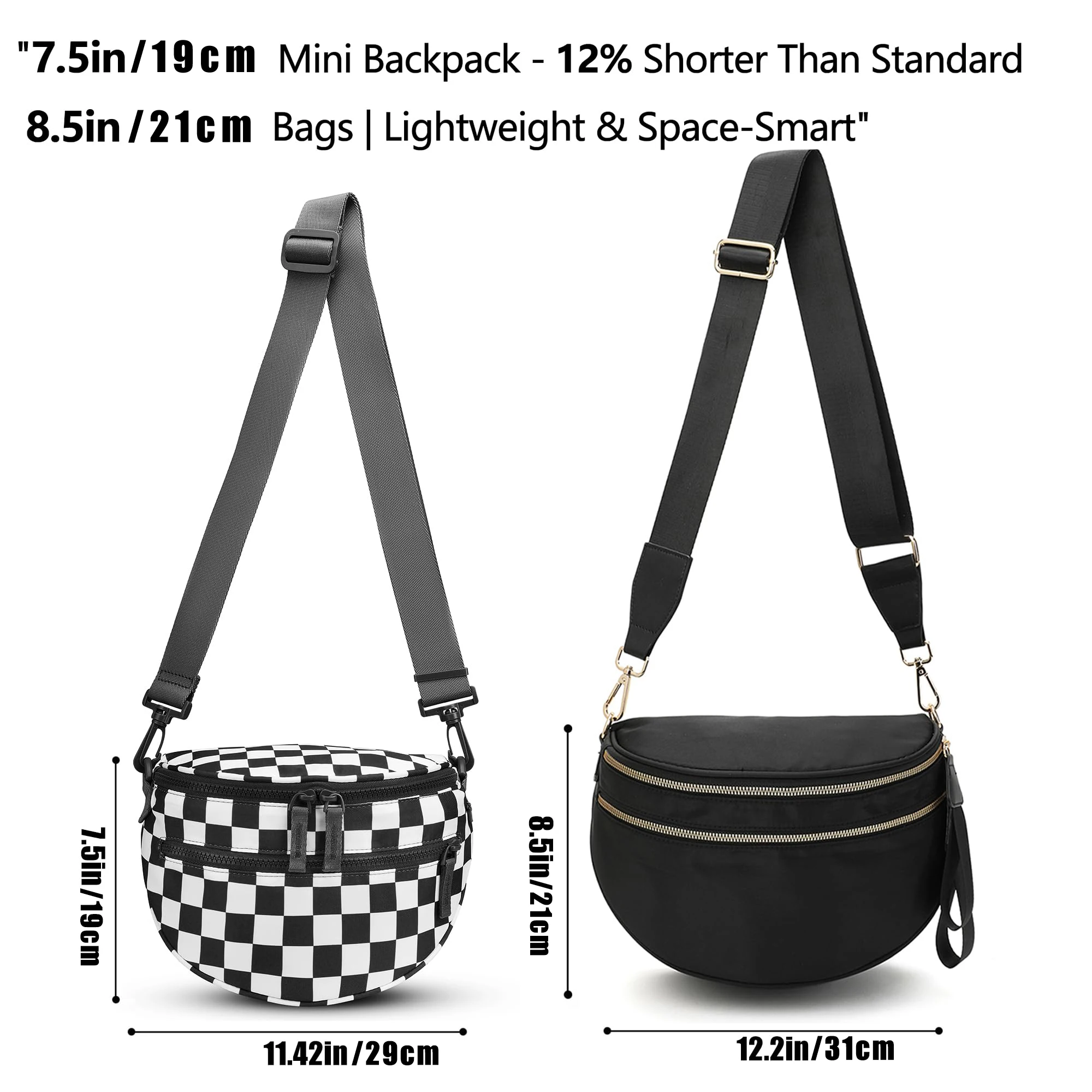Mini Version Black and White Checkered Crossbody Bag Bum Bag for Women,checkered fanny pack Handbags Wallets Small Belt Bag