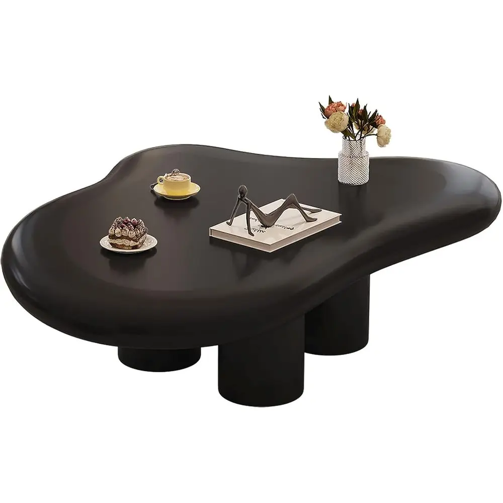 

Large 46.06 Black Coffee Table with 4 Legs for Living Room and Irregular End Table