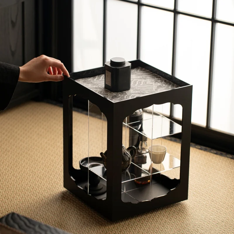 

Acrylic Rotating Display Stand for Tea Set Elegant Tea Pot Organizer Curio Shelf Home Decor Desktop Storage Box