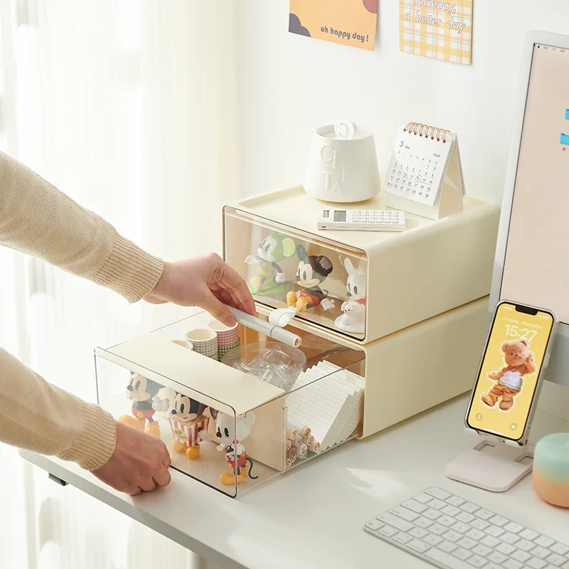 

New Pull-out Blind Box Desktop Storage Box Packaging Doll Display Cabinet Dust-proof Protection Doll Figurine Display