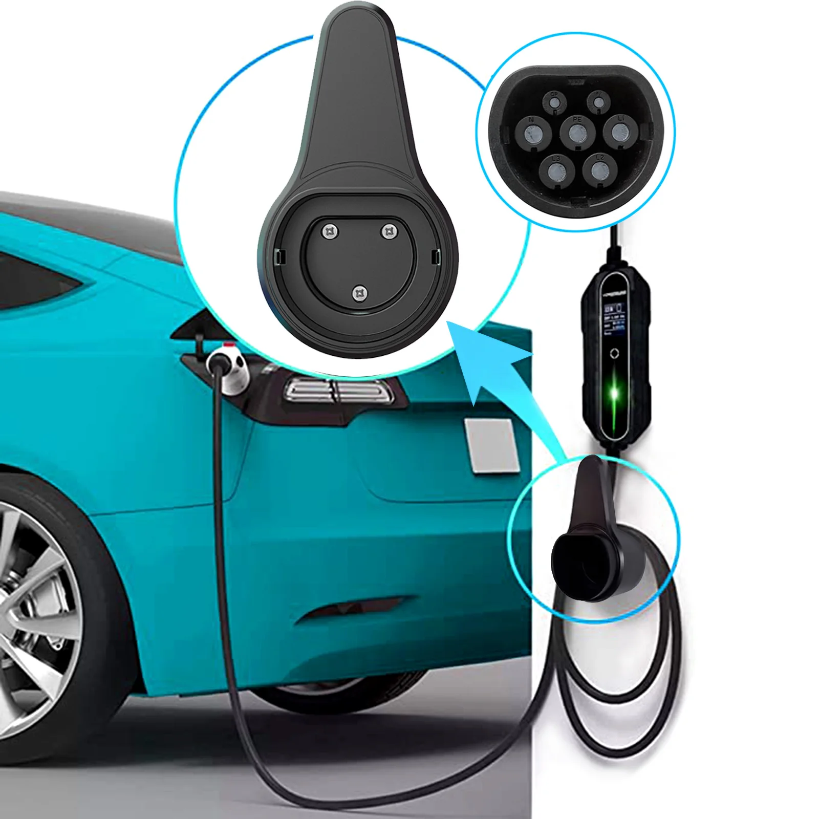 Supporto per caricabatteria da auto EV per veicoli elettrici protezione per cavo di ricarica presa per caricabatterie Wallbox con viti per Tesla