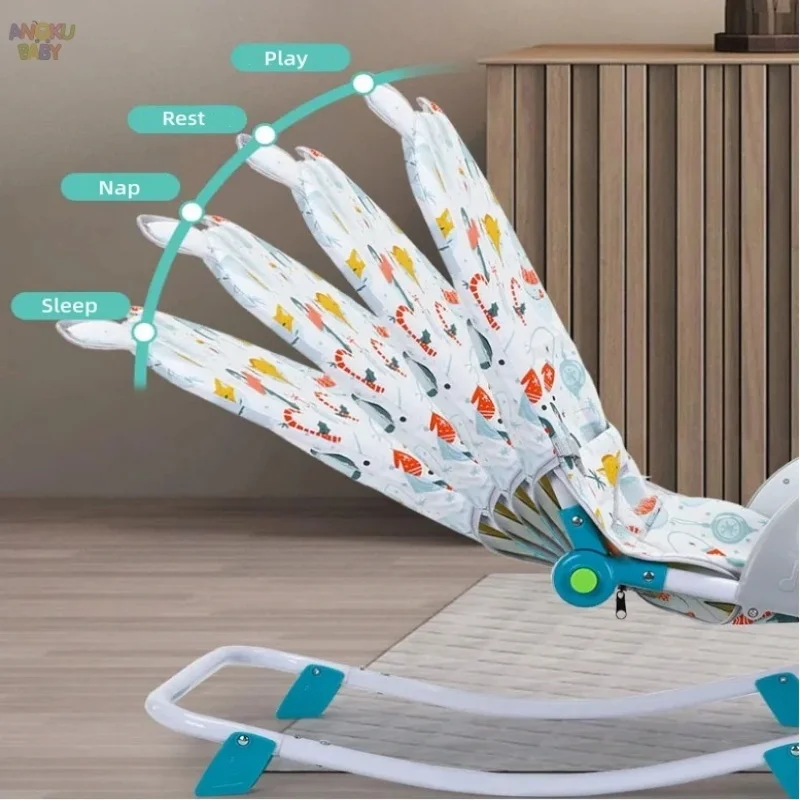 2 In 1 Baby Bouncer Rocking Chair with Music & Toys 4 Level Adjustment Swing Chair for Newborn Baby 0-12 Months Baby Activities