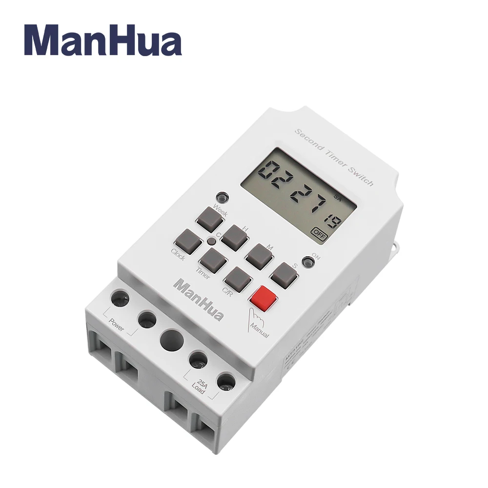 ManHua MS319B 200-240VAC 25A 99ON Programmable Din Rail Digital Timer Switch School Bell Time Controller