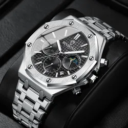 BINBOND Fashion Business Top Luxury Brand Quartz Watch Men Watches Stainless Steel Waterproof Man Wristwatch Relogio Masculino