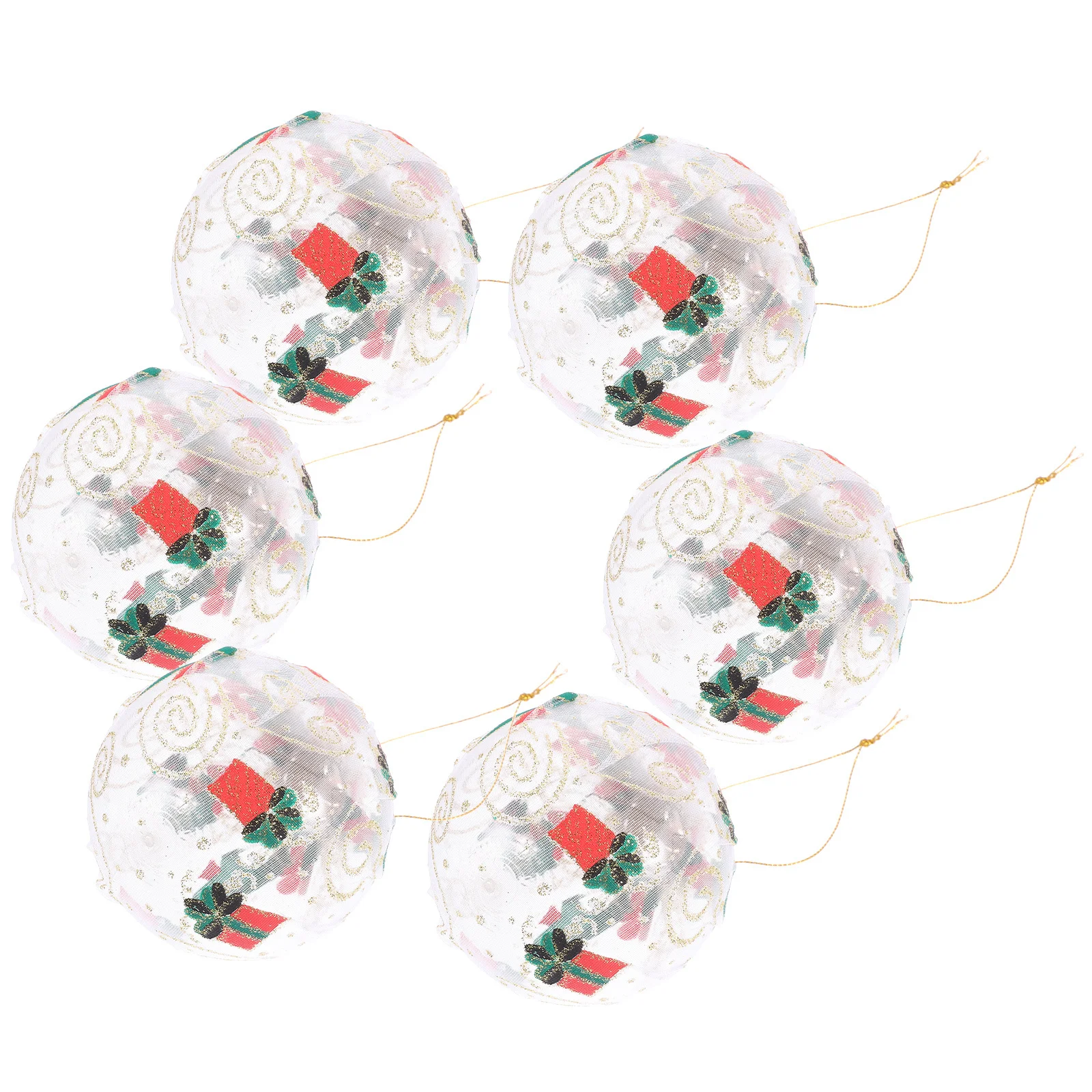 

6 Pcs Round Christmas Ball Ornaments Decorative Pendants PET Hanging Decoration