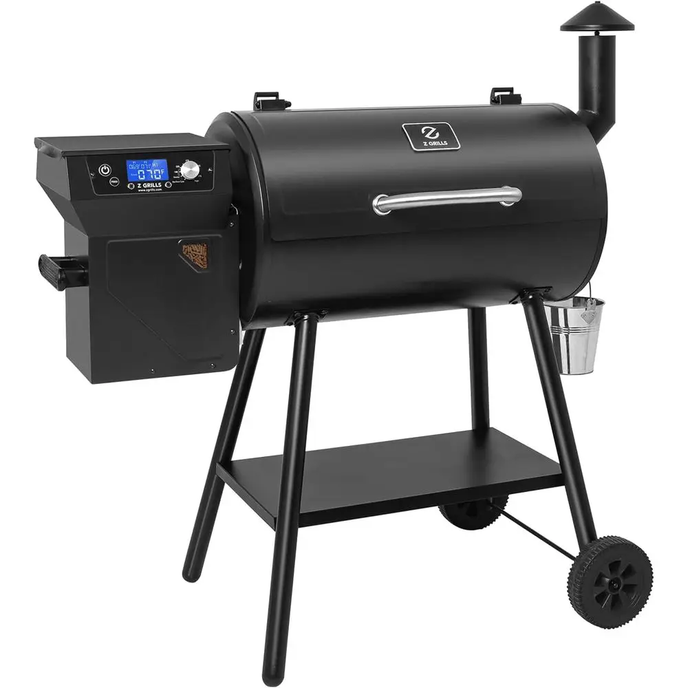 

8-in-1 PID Wood Pellet Smoker Grill with LCD Controller, Auto Temp Control, Meat Probe, 553 sq in Black