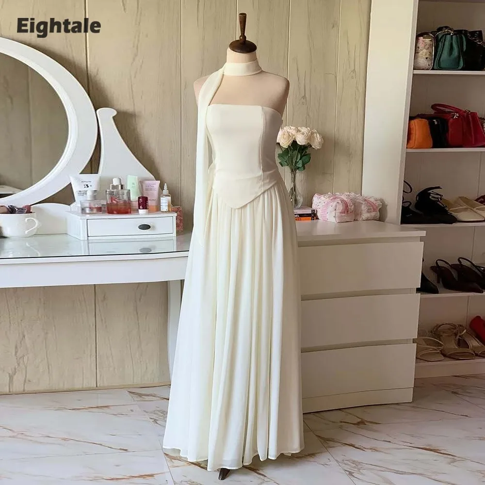 

Eightale Arabic Evening Dress for Wedding Party Strapless Strapless Floor Length Corset Customized Prom Gown
