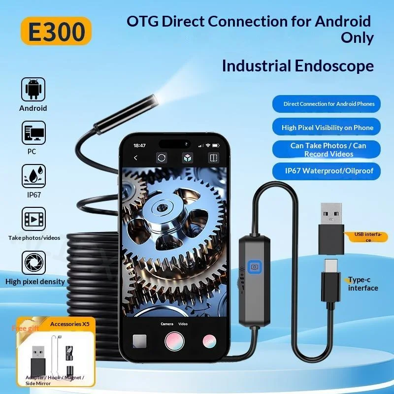 [M] Type-C Industrail Endoscope Micro USB Single Dual Camera For Android Phones Waterproof Probe LED Car Inspection Borescope
