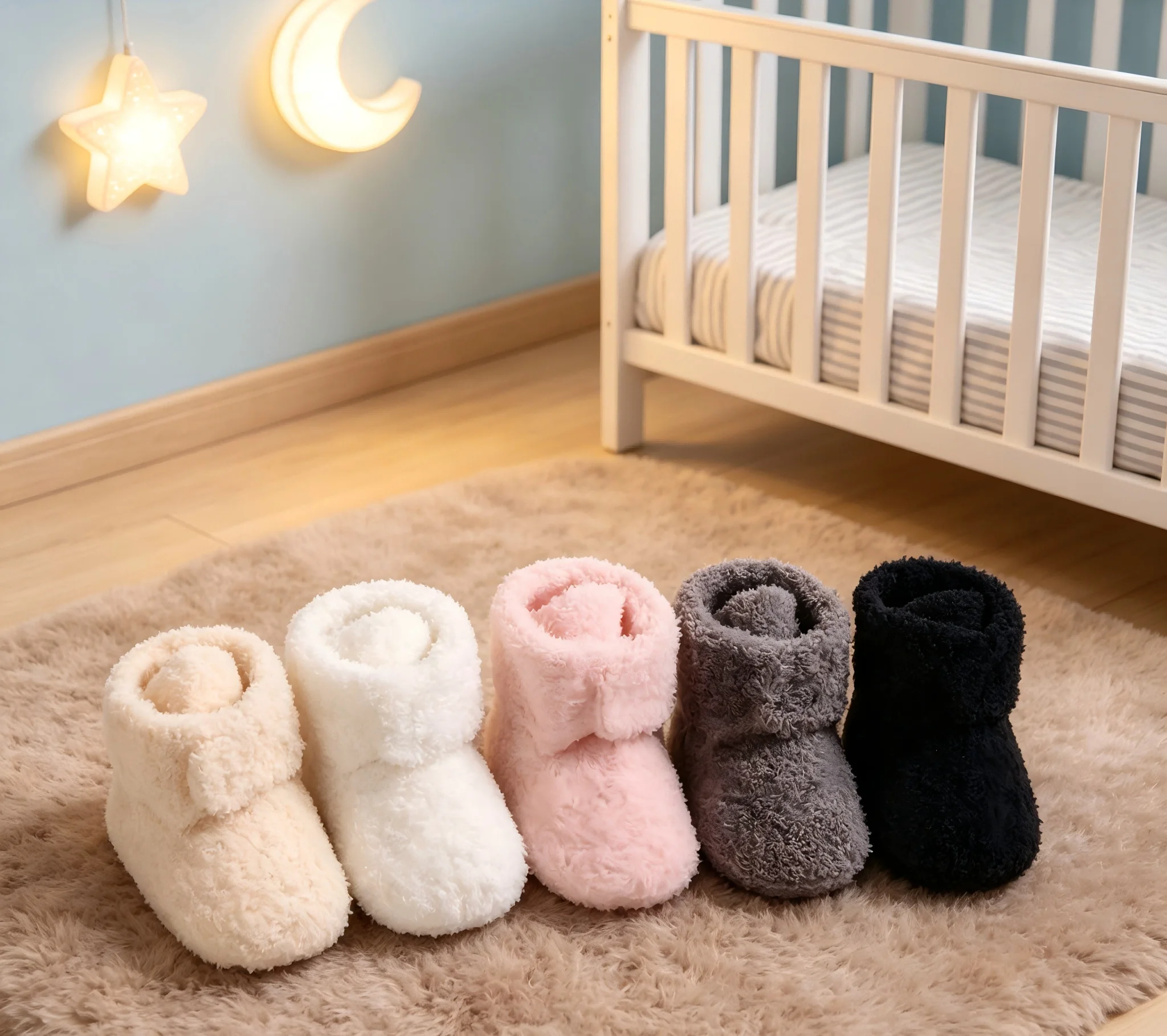 Winter New Fur Shoes With Soft Soles To Keep Babies Warm And Protect Their Feet. 0-1 Year Old Male And Female Babies, Furry And