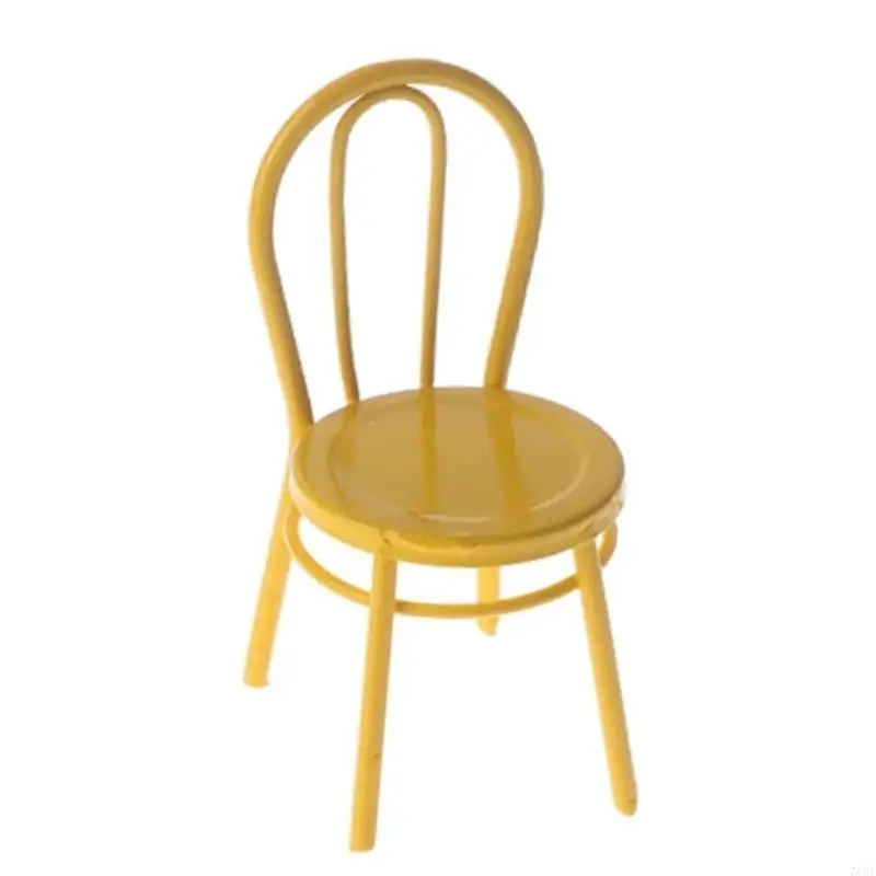 76HF دمية كرسي حديد صغير لوحة زيتية لأثاث بيت الدمية لتقوم بها بنفسك دور للعب اكسسوارات ديكور مسرح الأطفال #4