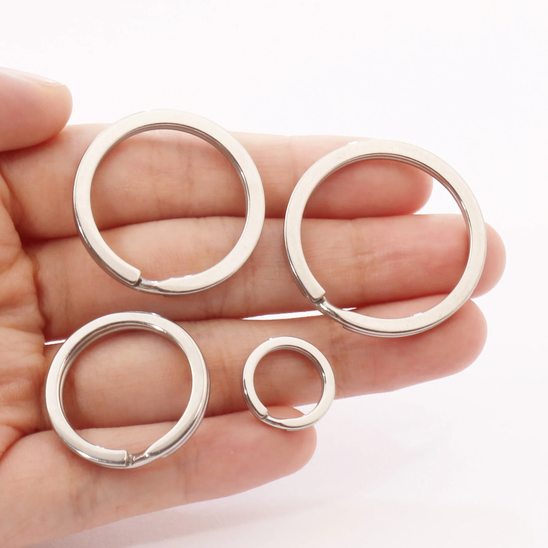 30pcs Stainless Steel Round Flat Blank Keyring Split Ring For DIY Keychain Pendant Car Keys Bag Hanging Jewelry Accessories