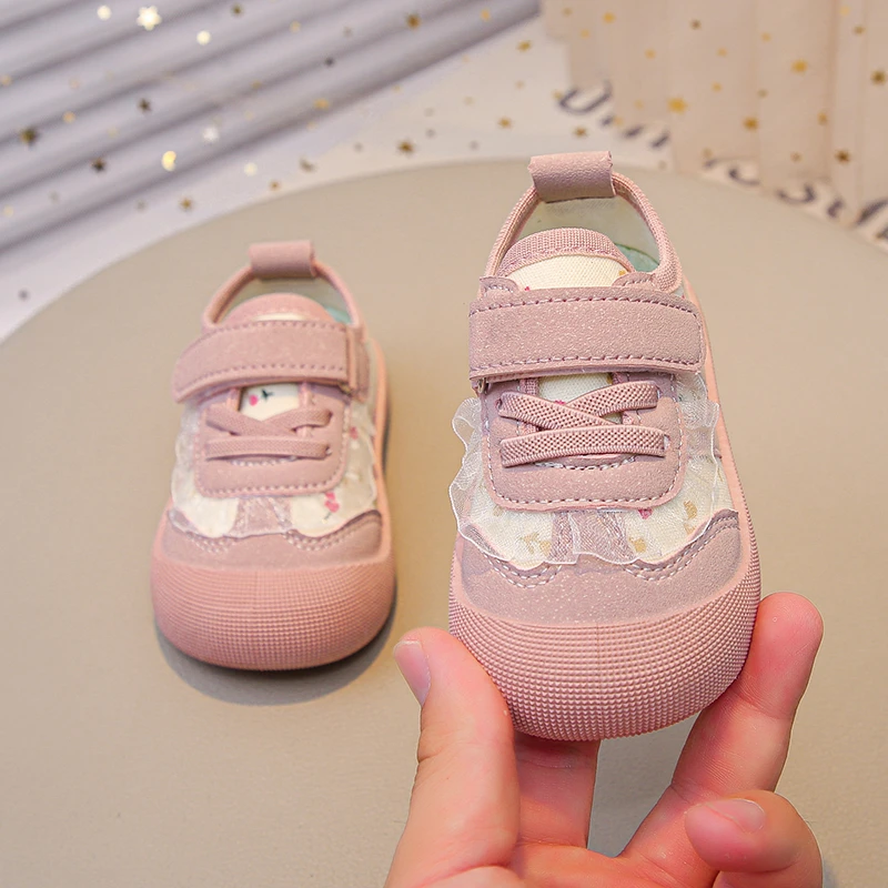 Baby Toddler Floral Girls' Shoe Spring New Soft Flat Soled Casual Sports Shoes Versatile Stylish Children's Walking Canvas Shoes