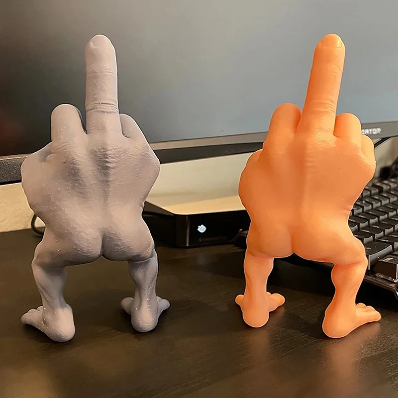 Middle Finger Figure With Legs Office Desk Funny Hand Gesture Resin Figurine Creative Home Ornaments Gift Room Decor