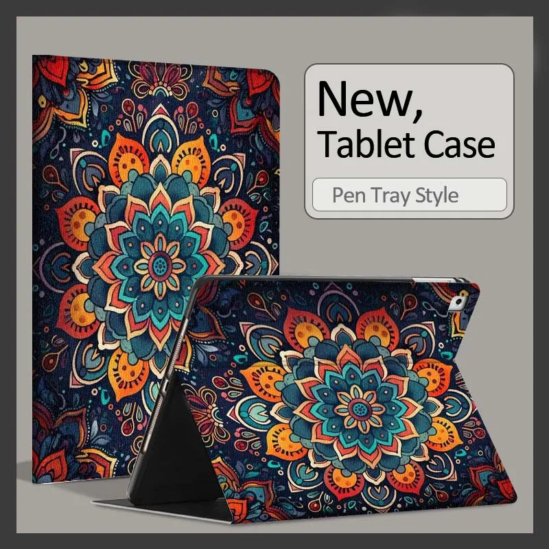 For Xiaomi Poco Redmi Pad 8 2 4 C1 6 6S 7 7S SE 9.7 14 11 11.2 Inch Pen Tray Tablet Case Fashion Mandala Flower Pattern