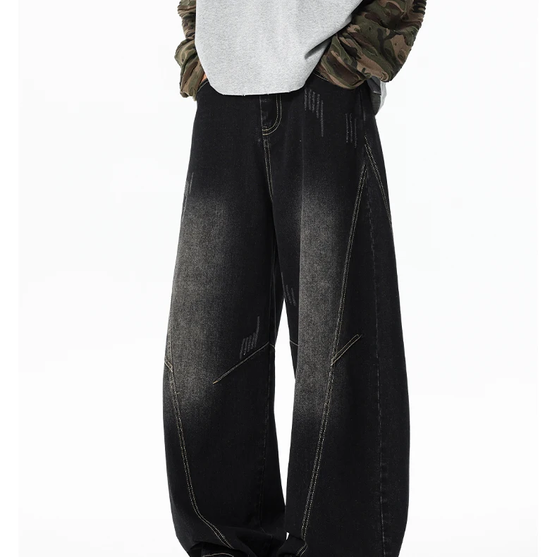 

Новые мужские повседневные джинсы 2025 года: универсальные, свободного кроя, длинные брюки, модные, молодежные, на все сезоны, с градиентным узором