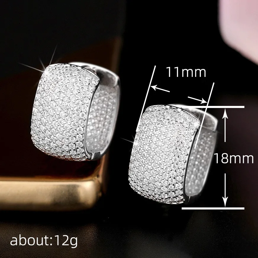 Huitan Bling Bling CZ Hoop Earrings for Women Daily Wear Sparkling Earrings Wedding Party High Quality Fashion Jewelry Hot Sale