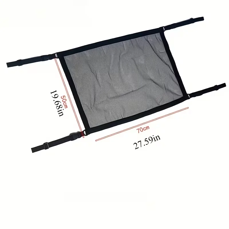 2Pcs Adjustable Zipper Type Car Ceiling Storage Bag Double‑Layer Mesh Roof Organizer Black For Universal Sedan SUV Truck Interio
