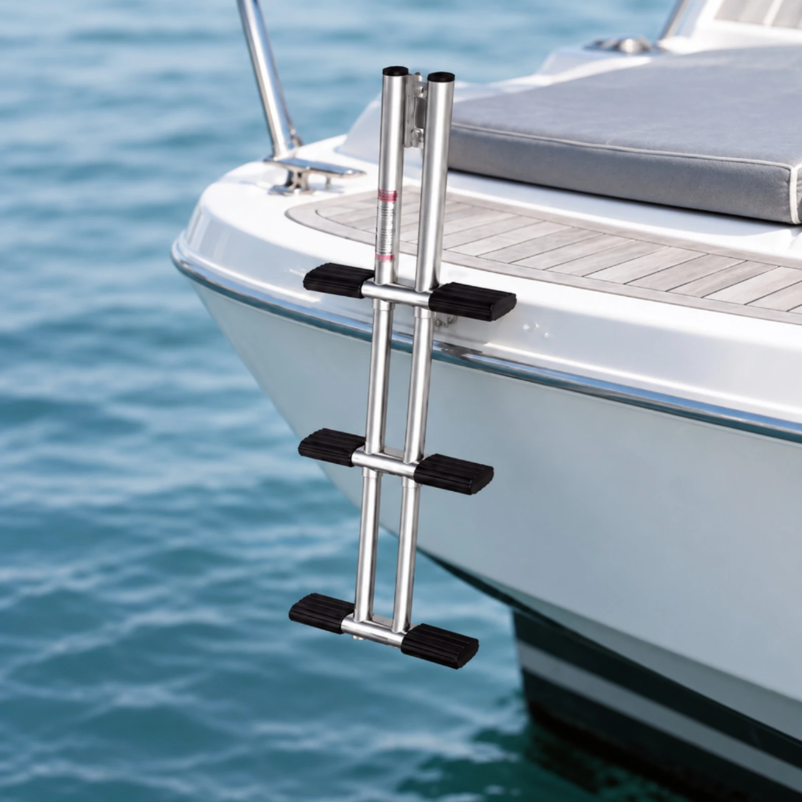Boat Access Ladder with Mounting Hardware Wide Steps Foldable Marine Ladder with Anti-Slip Treads Easy Storage 600 Lbs Capacity