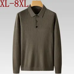 8XL 7XL 6XL 2023 New Fall Winter High End Luxury Thermal Sweater Men Long Sleeve Lapel Mens Sweaters Thick Warm Male Pullover