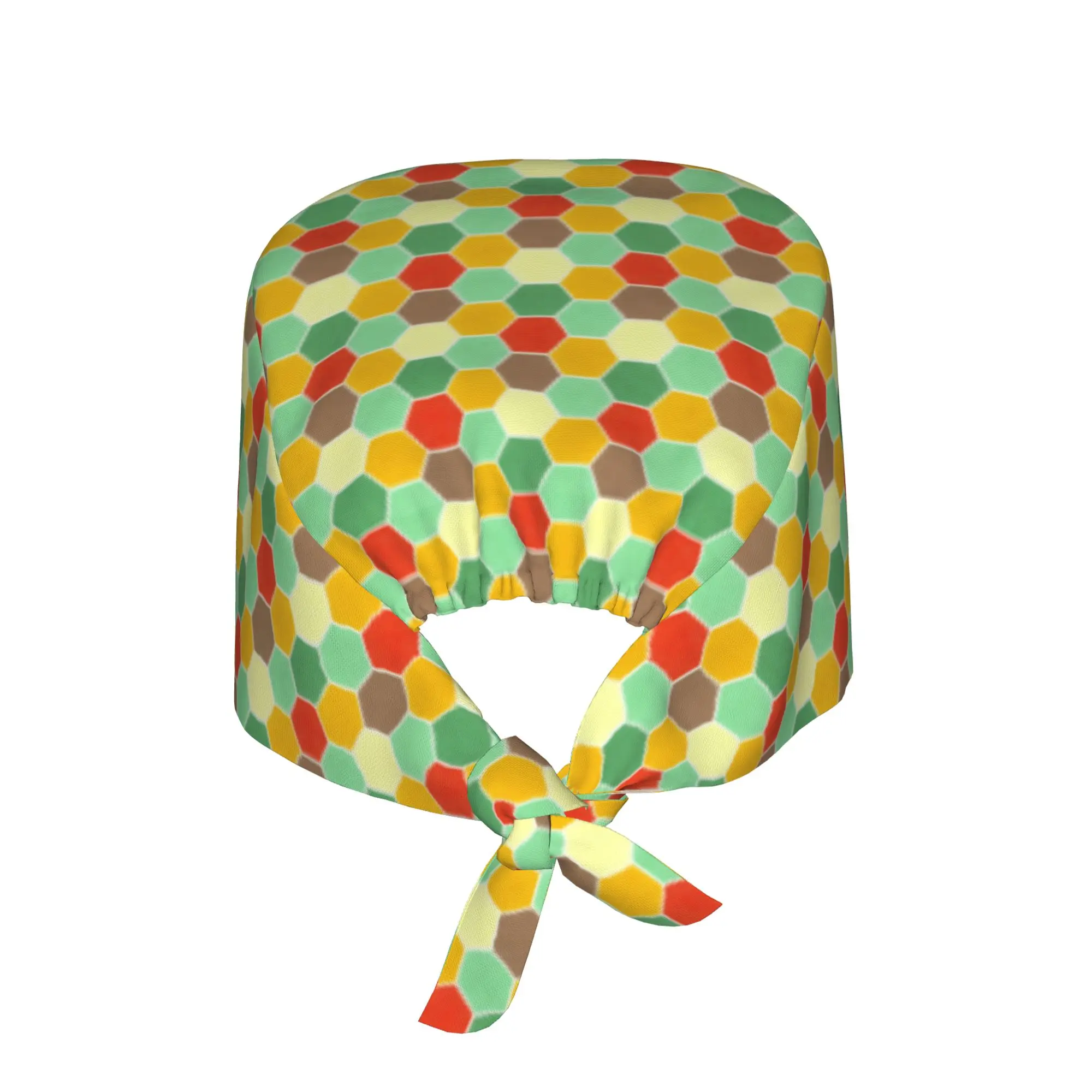 Geometric Honeycomb Hexagonal  Working Cap Surgical Hats Women Men Colorful Operating Room Cap Operator Hats Lab Works Hat