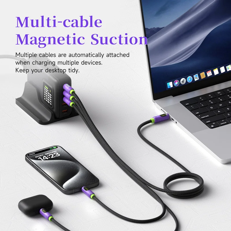 Hagibis Magnetic USB C to USB C Cable With LED Display USB C Charger Cable Type-c PD 240W Fast Charging Cord For iPhone 16/15