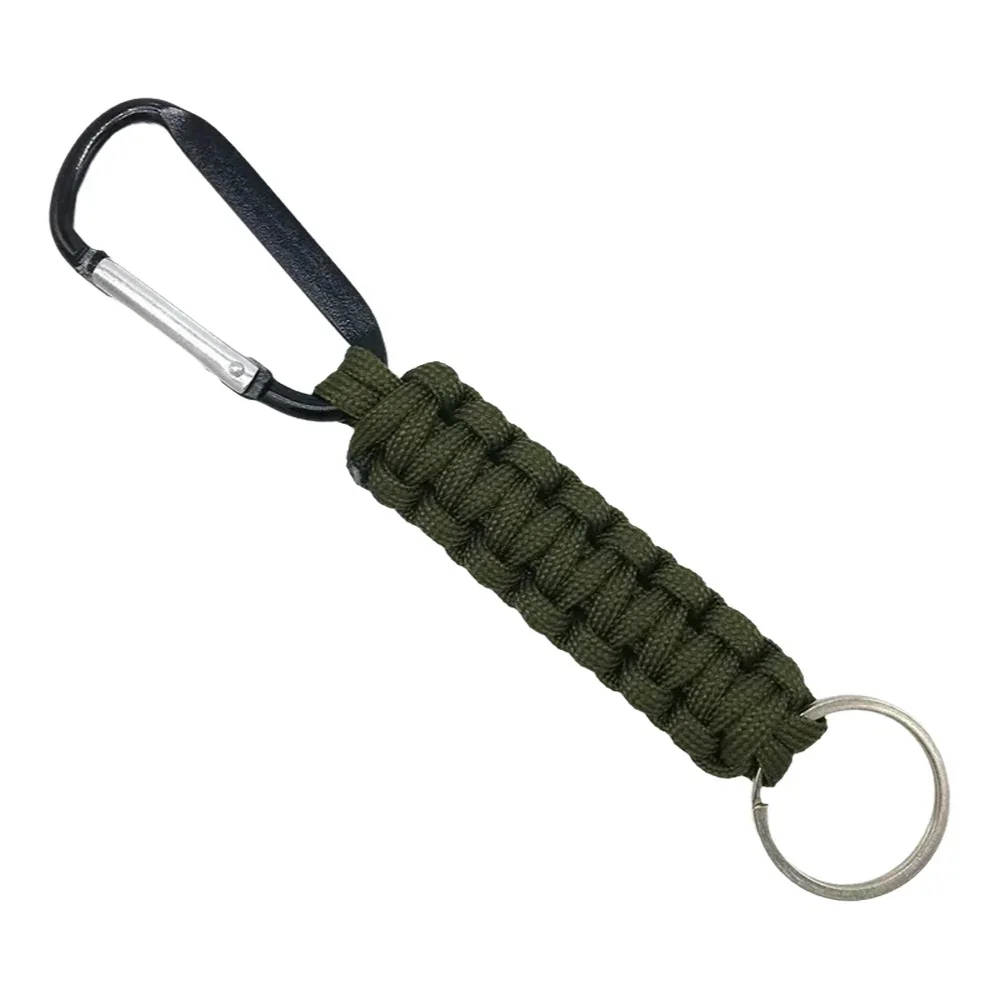 VOQ New Outdoor Survival Kit Parachute Cord Keychain Military Emergency Paracord Rope Carabiner for Keys Tensile Strength EDC