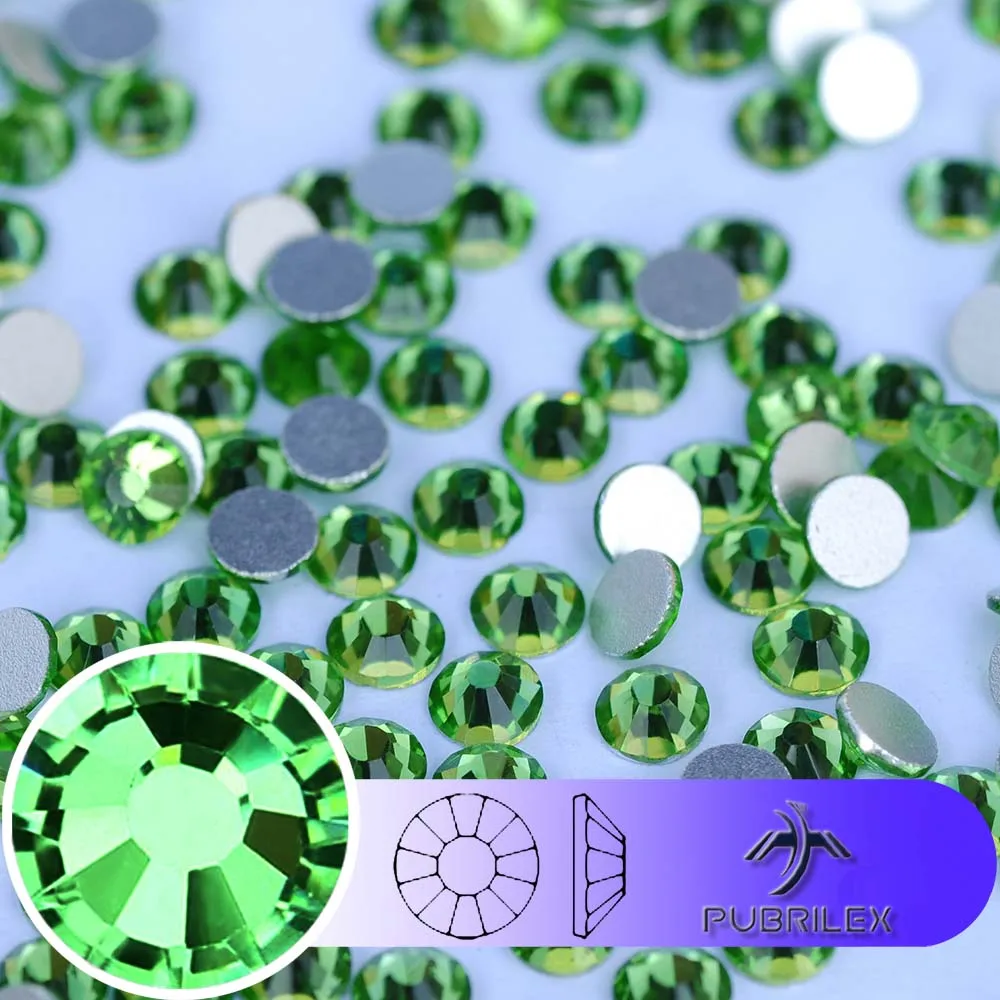 Peridot Non Hotfix Nail Rhinestones SS4-SS20-SS30 Light Green Pixie Glass Crystal Rhinestone for Nail DIY Garment Decoration