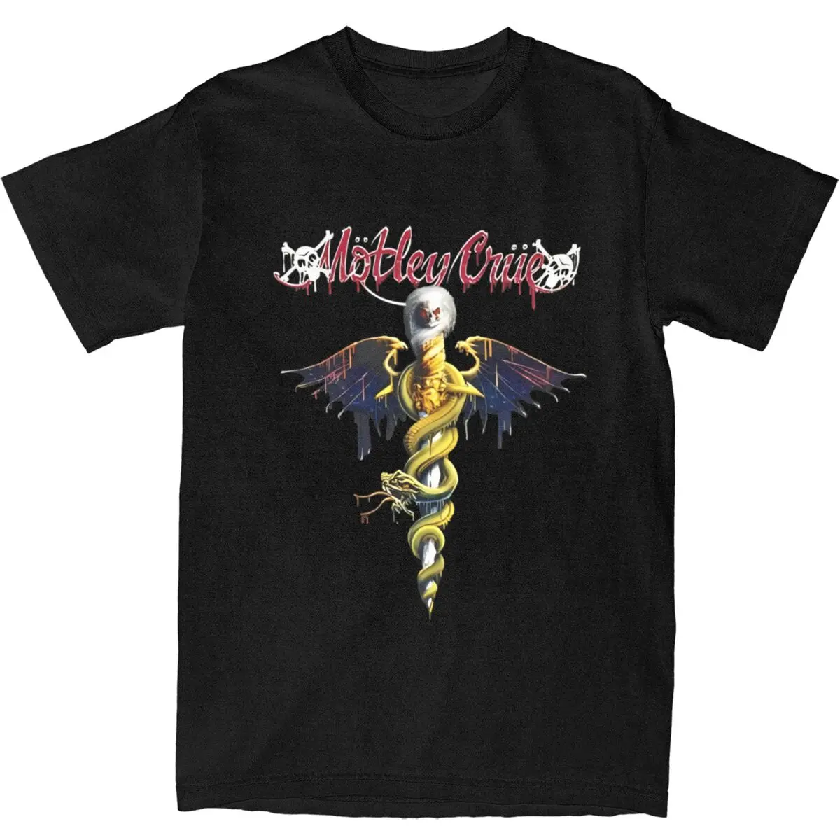 Футболка с надписью Motley Band, футболки с надписью Dr Feel Good Slime Crues в стиле Харадзюку, футболки с коротким рукавом, потрясающие топы, футболки из чистого хлопка с круглым вырезом, Размер 5XL