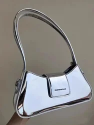 Luxus Damen Tasche Nachahmung Lack Leder Silber Mode Reiß verschluss weiche Umhängetasche Handtasche Geldbörse Euro-Amerika-Stil