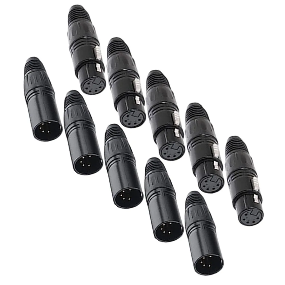 10pcs 5-Pin XLR Connectors Male & Female Suitable Secure Locking Mechanism For Microphones, Cameras, And Amplifiers