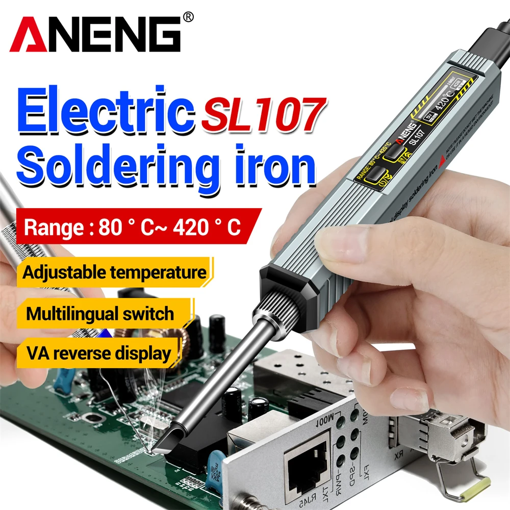 ANENG SL107 Electric Soldering Iron Professional Adjustable Temperatur Voltage Welding Equipment Ocfast Charging Tester Tools