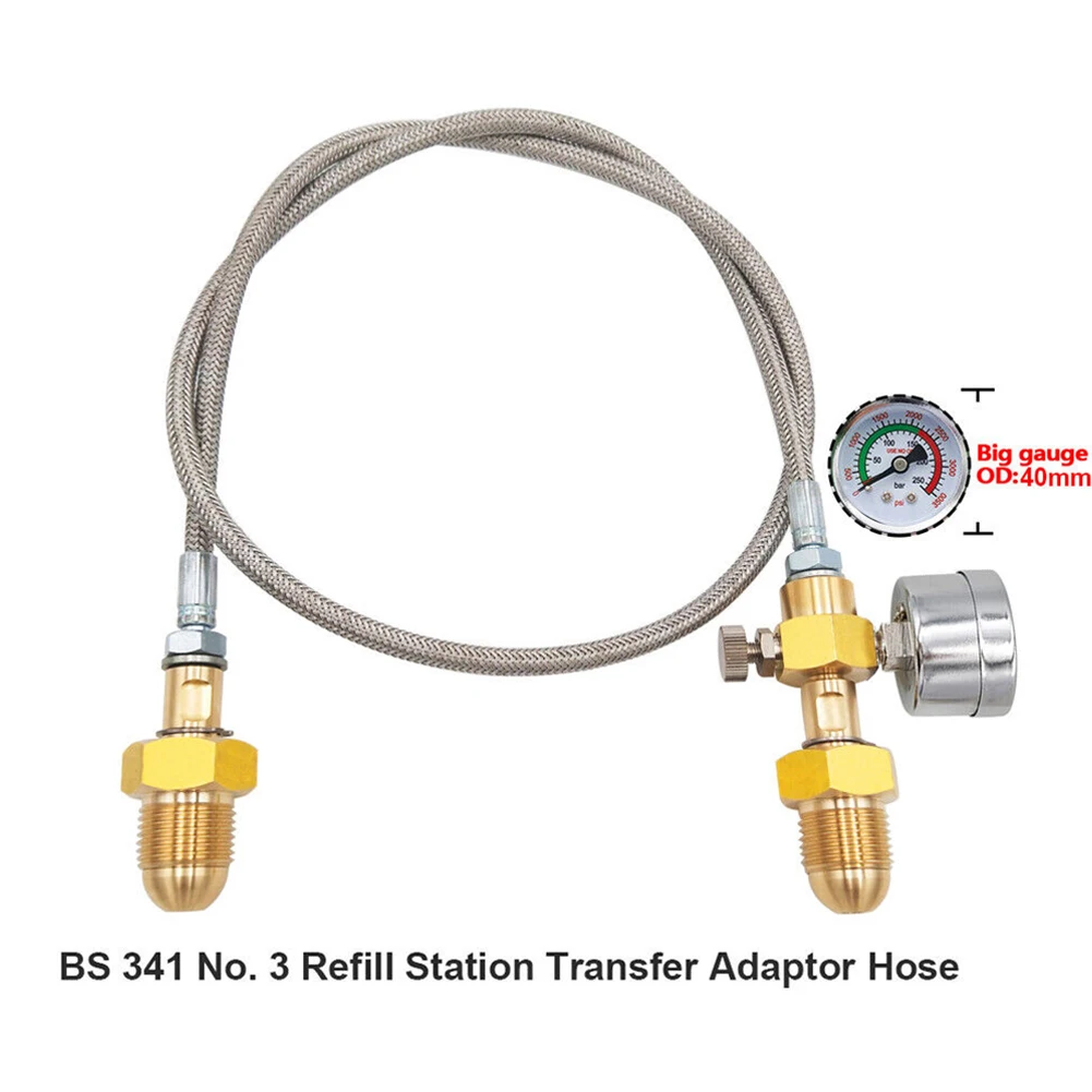 خرطوم محول عالي التحمل لملء الأرجون لتوصيل BS 341 No 3 G 5/8 مع خيارات الطول 90 سم أو 150 سم