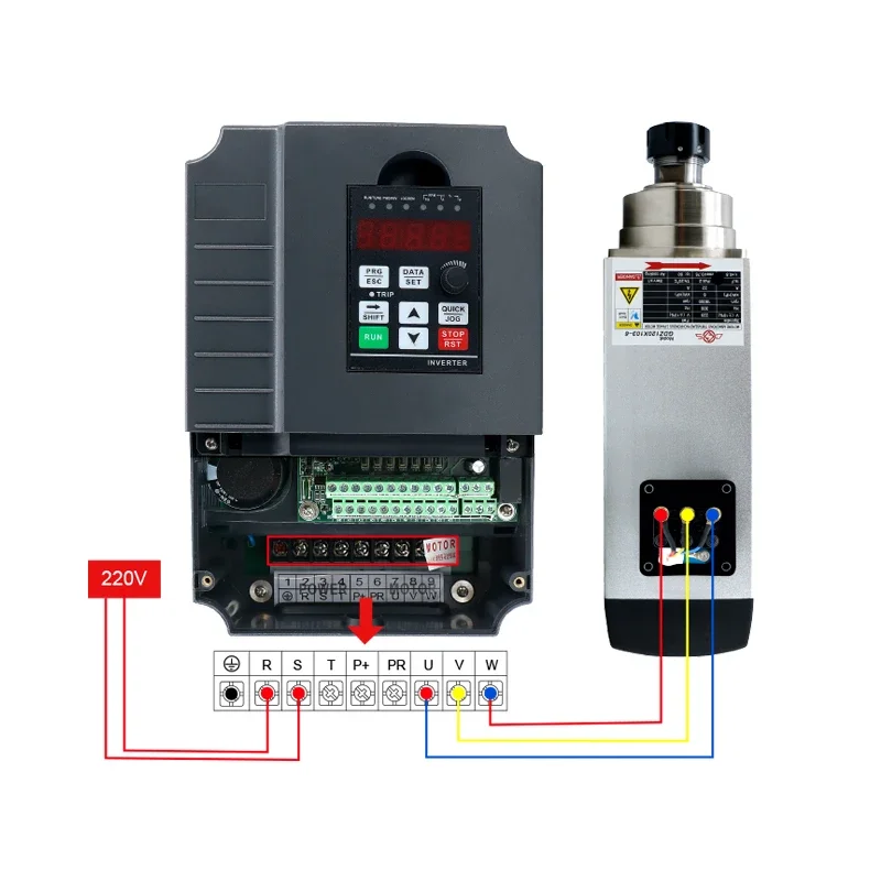 for 7.5kw ER32 Air Cooled Spindle Motor 220v / 380v Square Ceramic Ball Bearings Spindles 0.01mm Accuracy with 7.5kw HY /YL VFD