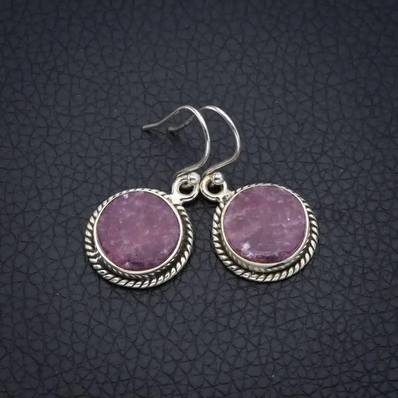 StarGems® Natural Lepidolite Handmade 925 Sterling Silver Earrings 1.25