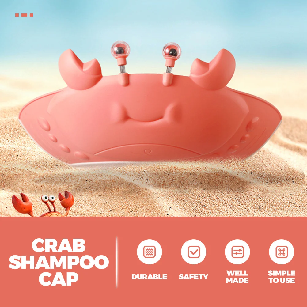 

2Pcs Baby Shower Caps Adjustable Crab Design Silicone Kids Hair Washing Hat Waterproof Bath Shampoo Cap Baby Shower Caps