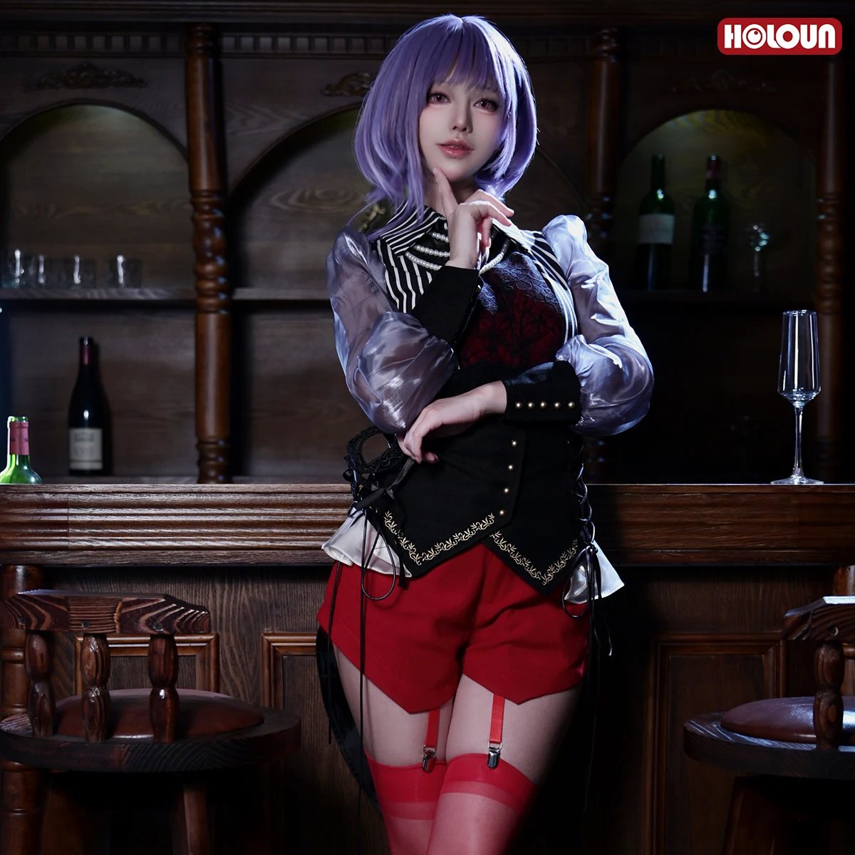 HOLOUN BanG Dream Ave Mujica Anime Amoris Nyamu Yutenji Costume Shirt Shorts Corset Necklace Cos Convention Daily Wear Gift