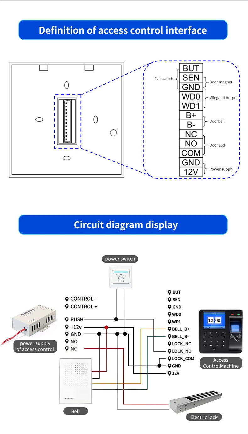 M10H Toegangscontrolelezer Vingerafdrukherkenning RFID 125 Khz Biometrische aanwezigheidsrecorder 1000 werknemers 25 talen