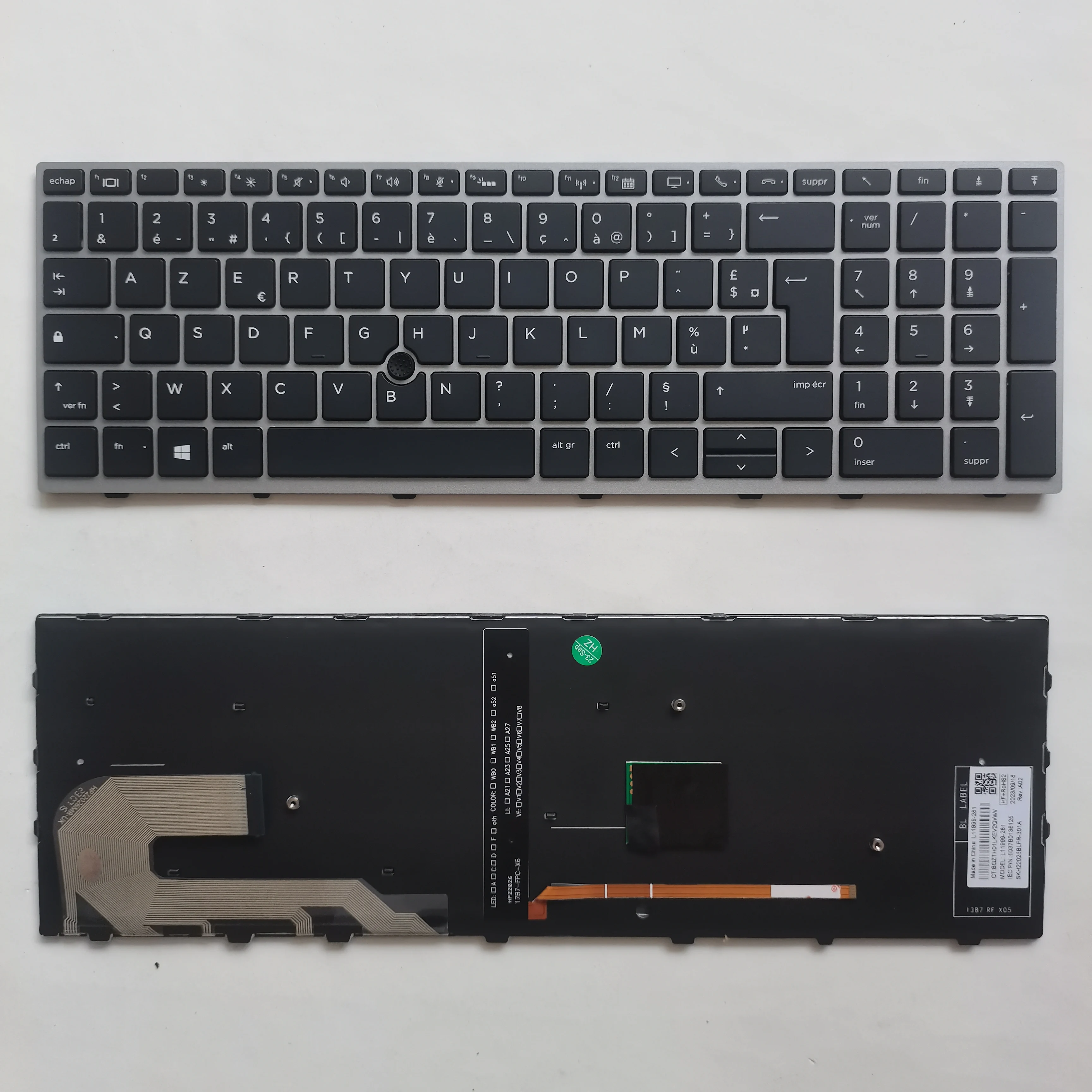 For HP Elitebook 850 G5 855 G5 755 G5 750 G5 15U G5 French Keyboard With Point Backlit