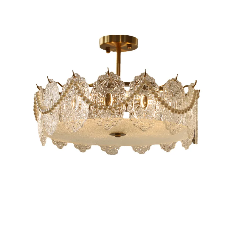 

French retro glass ceiling lamp, American light luxury living room bedroom dining room new lamps
