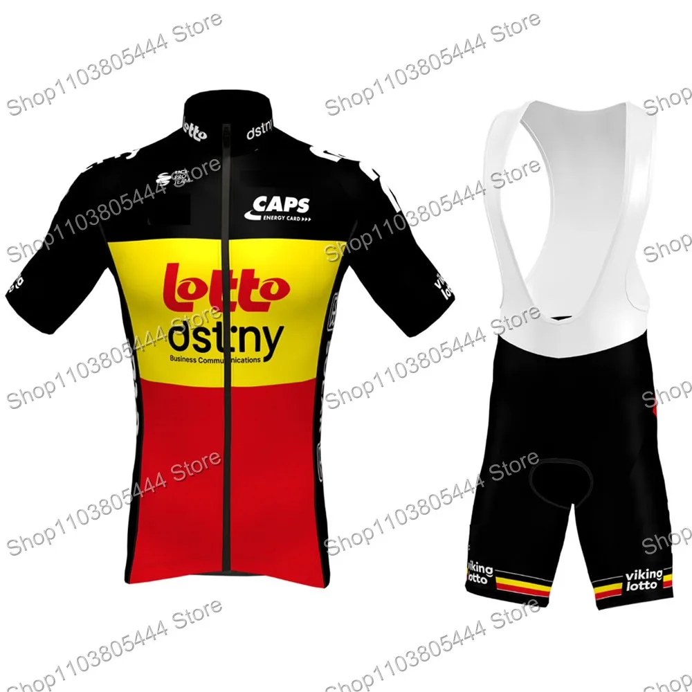 Lotto Dstny 2024 Belgian Champion Team Cycling Jersey Set Summer Clothing Men Road Bike Shirts Suit Bicycle Bib Shorts MTB Ropa