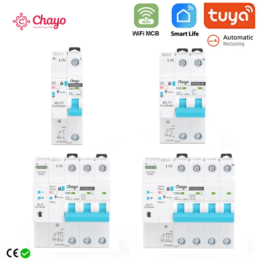 TUYA MCB WIFI Power Metering Circuit Breaker Smart Life Timer Remote Control Automatic Wireless Interruptor Reclosing Switch