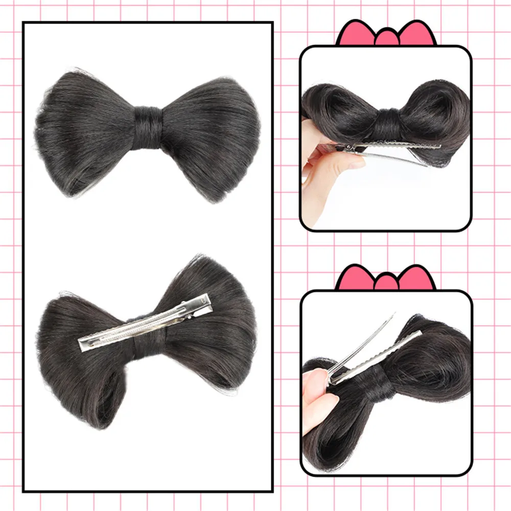 Bow Synthetic Wig Hair Bag Fluffy Cute Coil Hair Artifact Hanfu Bun Ancient Style High Temperature Silk Accessories