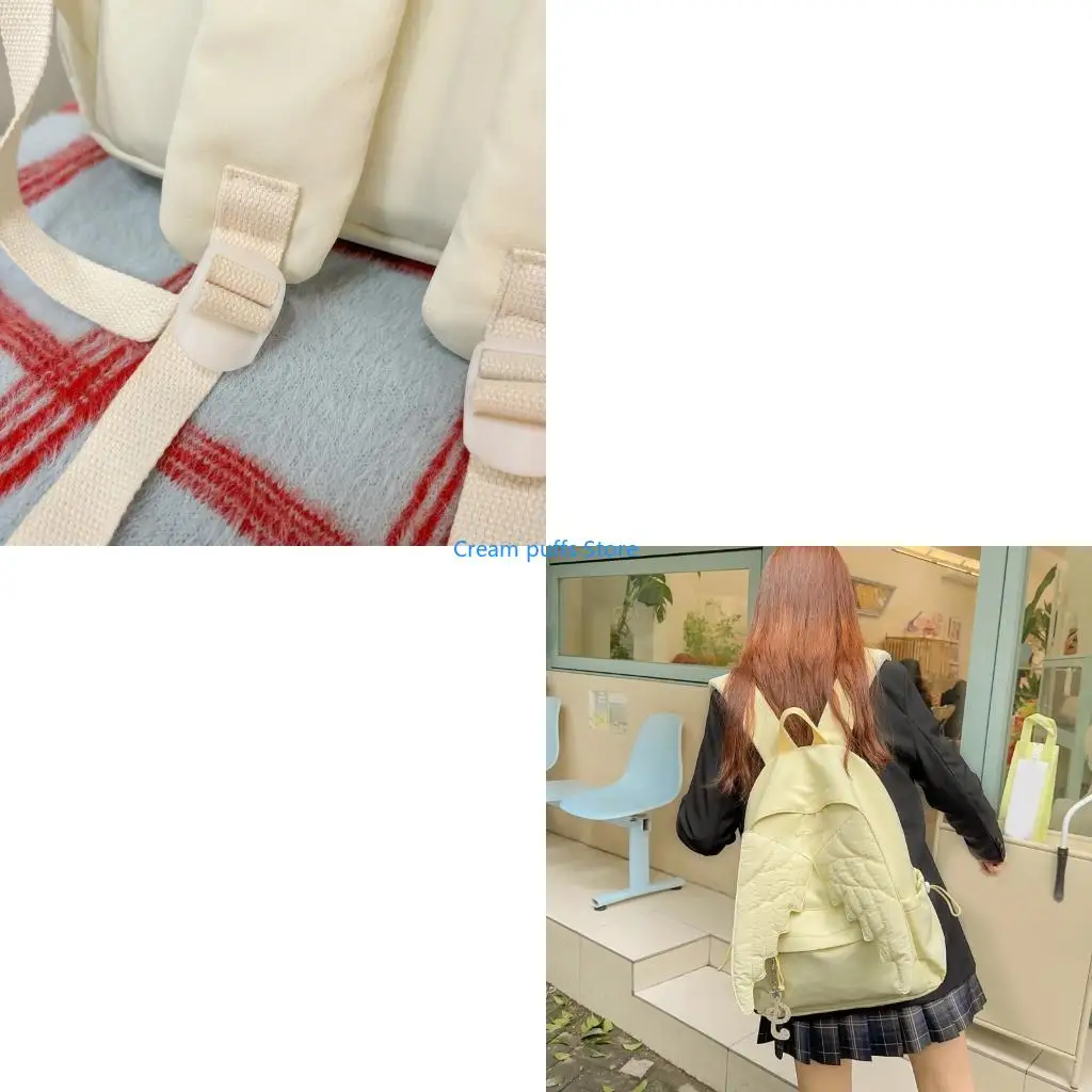 50LE Front Pocket Wing Daypack with Outer Pockets and Pendant Charm Casual Backpack