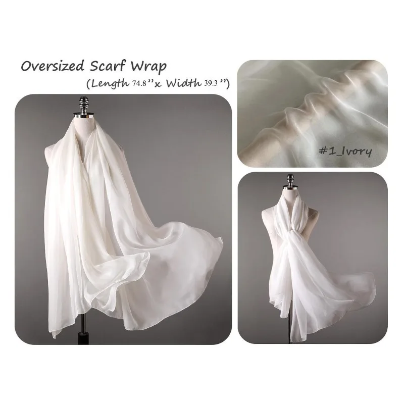 2pc/6pcs Oversized Solid Color Silky Chiffon Scarf, Lightweight Sheer Neck Scarf, Versatile Headscarf & Beach Cover-Up for Women