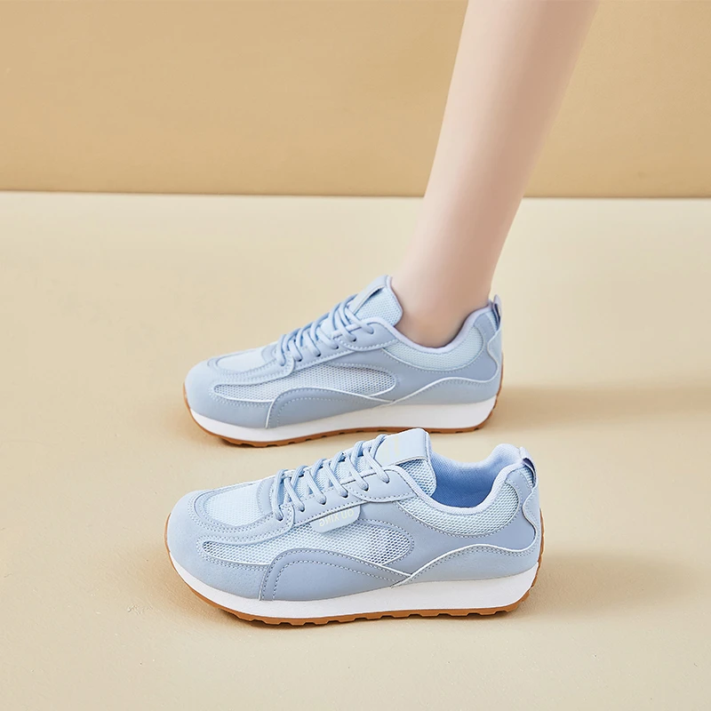 

Новинка 2025, женская летняя студенческая спортивная дышащая повседневная обувь с сеткой на толстой подошве, повседневная обувь Женская Обувь