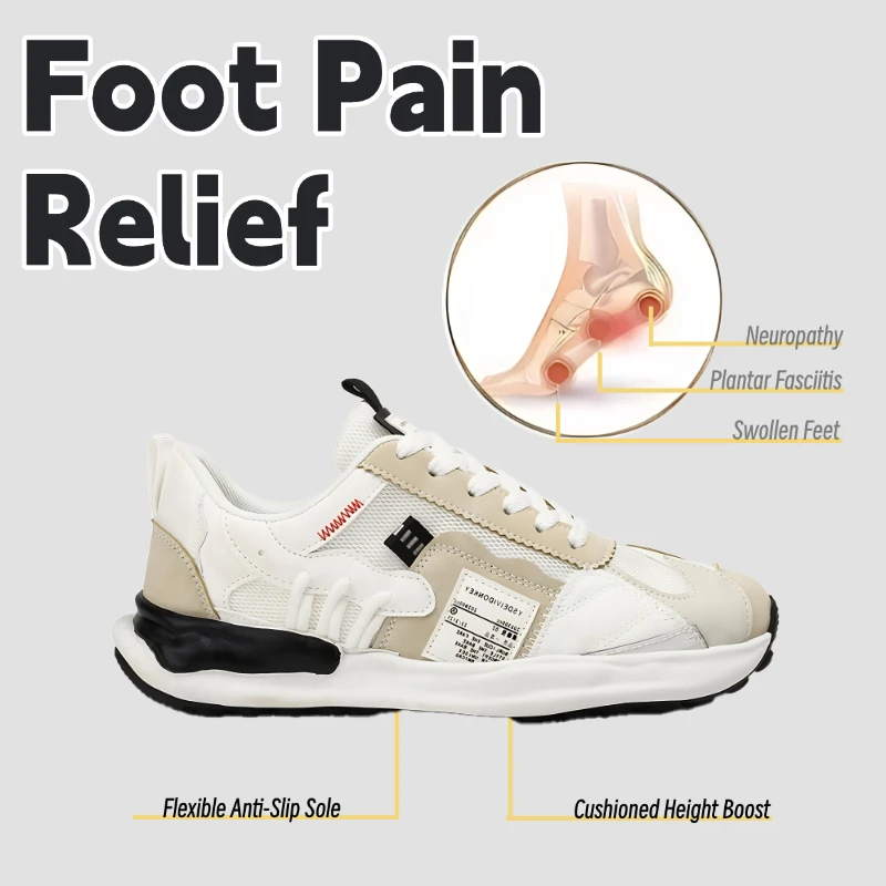 

LiveDay Men's Summer Sneakers Breathable Fashion Mesh Shoe Platform Casual Vulcanized Comfortable Lace-up Zapatillas Hombre